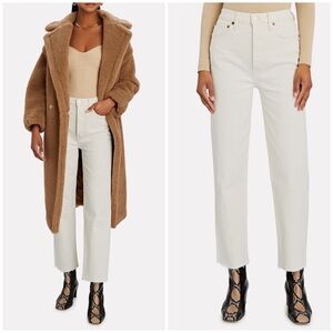 NEW Re/Done 70s Stove Pipe High Rise Jeans in Vintage White